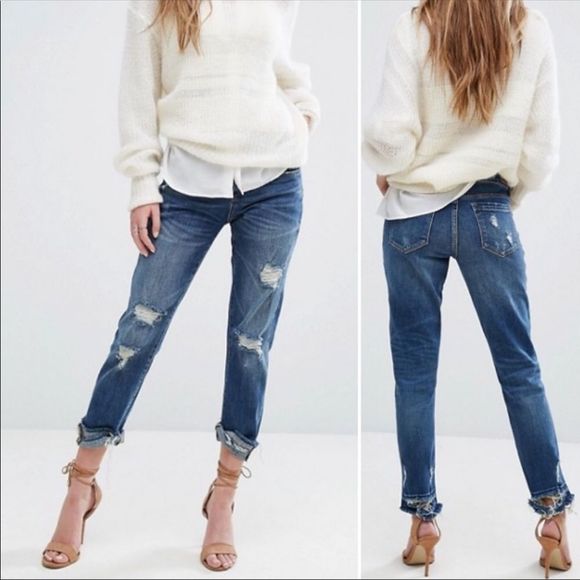 Blank NYC Crop Girlfriend Distressed Jeans sz 26 - Picture 3 of 8